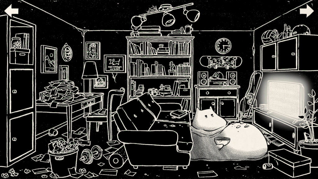 Later Katz schaut Fernseher und frisst sich voll.